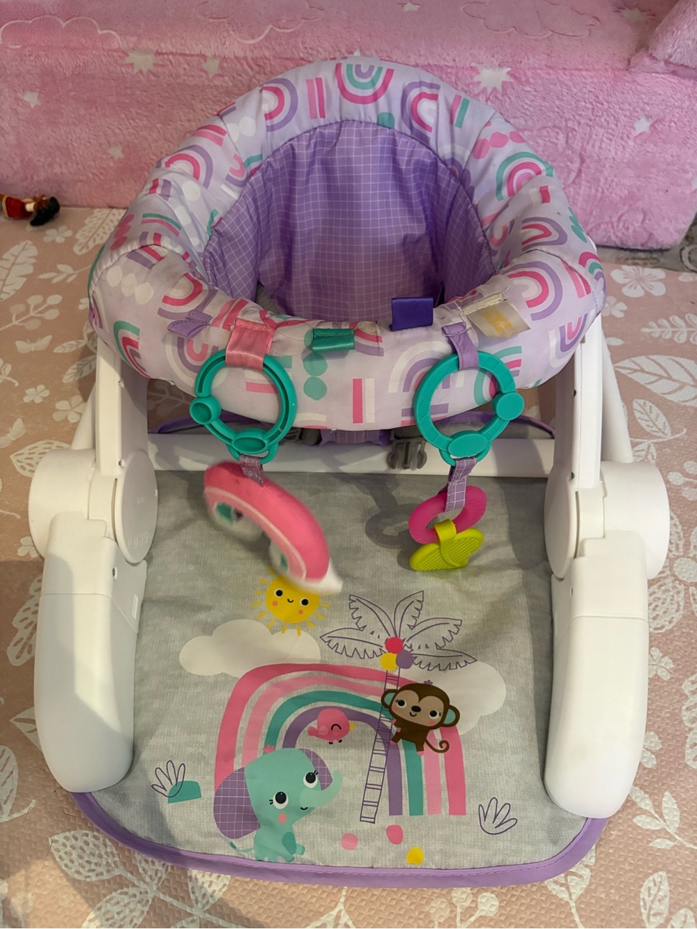 Unbranded Purple Rainbow Baby Activity Seat with Hanging Toys